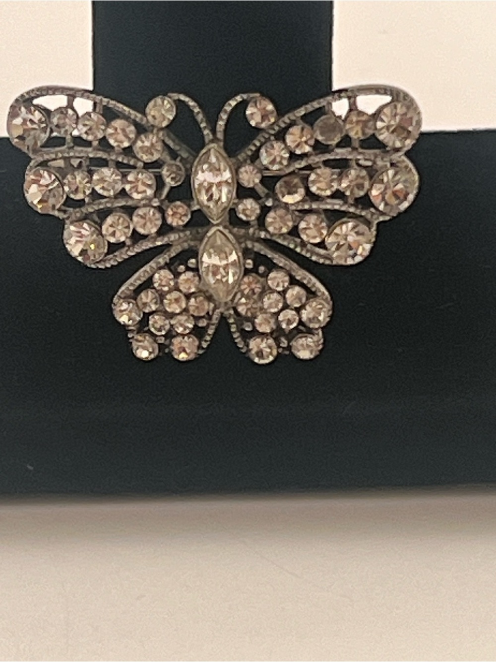 Crystal Butterfly Brooch in Clear and Silver-Tone